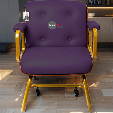 DUPLICADO - Cadeira Design Office Eames Signature Interlocutor Dourada - Capa em Madeira - Preto