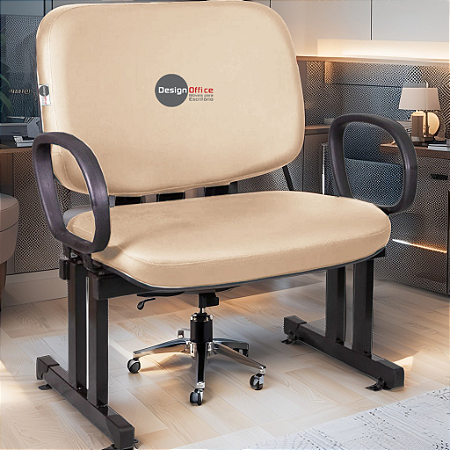 Cadeira que suporta até 300kg para Obesos Super Reforçada – Ideal para atendimento ao público em Clínicas, Hospitais, Igrejas e Instituições Financeiras - Bege