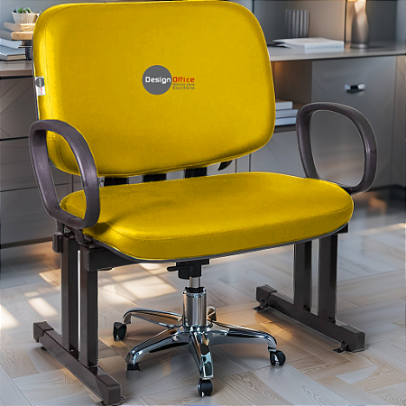 Cadeira que suporta até 300kg para Obesos Super Reforçada – Ideal para atendimento ao público em Clínicas, Hospitais, Igrejas e Instituições Financeiras - Amarelo Mostarda