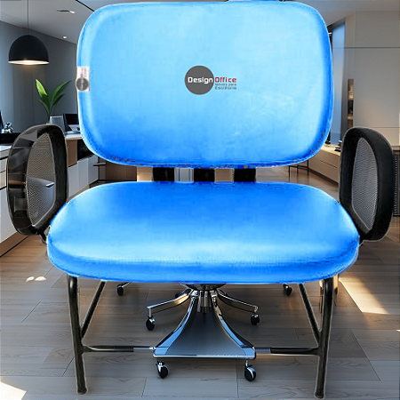 Cadeira que suporta até 300kg para Obesos Super Reforçada – Ideal para atendimento ao público em Clínicas, Hospitais, Igrejas e Instituições Financeiras - Azul Bebê