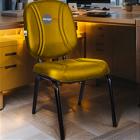 Cadeira Super Reforçada que Suporta até 200kg para Obesos e Porteiros, ideal para Escritório, Escolas e Portaria de Prédios e Condomínios - Amarelo Mostarda