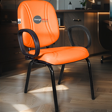 Cadeira Super Reforçada que Suporta até 200kg para Obesos e Porteiros, ideal para Escritório, Escolas e Portaria de Prédios e Condomínios - Laranja