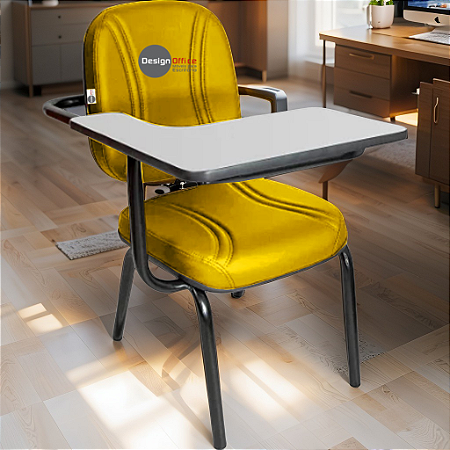 Cadeira Escolar Super Reforçada que Suporta até 200kg para Obesos, ideal para Escolas e Faculdades - Amarelo Mostarda