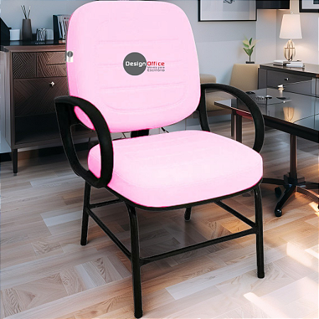 Cadeira para Obesos que Suporta até 200kg Super Reforçada, ideal para Porteiros, Portaria de Condomínios, Escolas, Faculdades e Escritórios - Rosa Claro