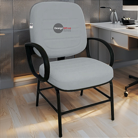 Cadeira para Obesos que Suporta até 200kg Super Reforçada, ideal para Porteiros, Portaria de Condomínios, Escolas, Faculdades e Escritórios - Cinza Claro