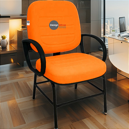 Cadeira para Obesos que Suporta até 200kg Super Reforçada, ideal para Porteiros, Portaria de Condomínios, Escolas, Faculdades e Escritórios - Laranja