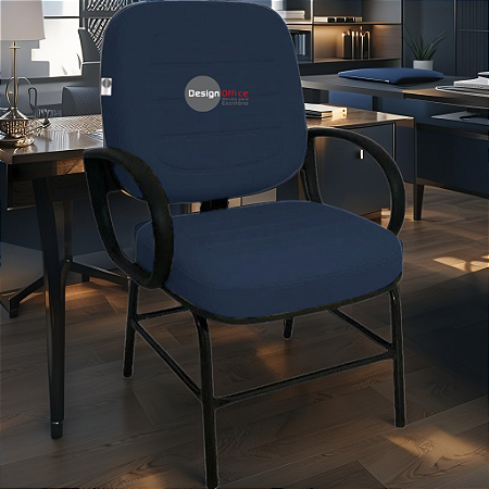 Cadeira para Obesos que Suporta até 200kg Super Reforçada, ideal para Porteiros, Portaria de Condomínios, Escolas, Faculdades e Escritórios - Azul Marinho