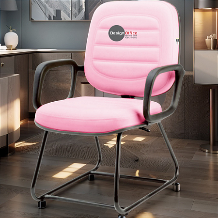 Cadeira para Obesos que Suporta até 200kg Super Reforçada, ideal para Porteiros, Portaria de Condomínios, Escolas, Faculdades e Escritórios - Rosa Claro