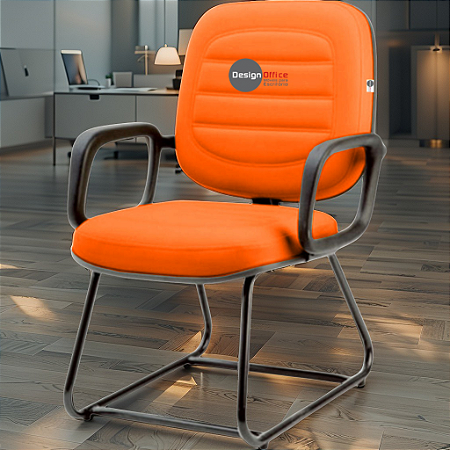 Cadeira para Obesos que Suporta até 200kg Super Reforçada, ideal para Porteiros, Portaria de Condomínios, Escolas, Faculdades e Escritórios - Laranja