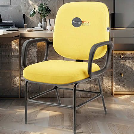 Cadeira para Obesos que Suporta até 200kg Super Reforçada, ideal para Porteiros, Portaria de Condomínios, Escolas, Faculdades e Escritórios - Amarelo