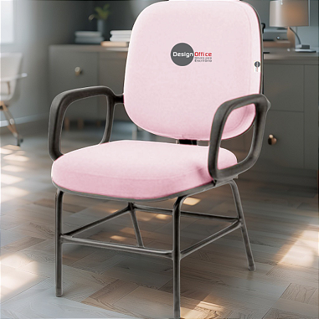 Cadeira para Obesos que Suporta até 200kg Super Reforçada, ideal para Porteiros, Portaria de Condomínios, Escolas, Faculdades e Escritórios - Rosa Claro