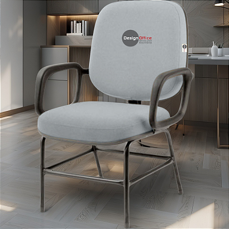Cadeira para Obesos que Suporta até 200kg Super Reforçada, ideal para Porteiros, Portaria de Condomínios, Escolas, Faculdades e Escritórios - Cinza Claro