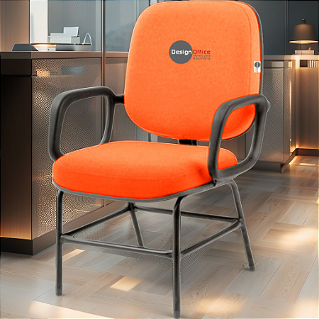 Cadeira para Obesos que Suporta até 200kg Super Reforçada, ideal para Porteiros, Portaria de Condomínios, Escolas, Faculdades e Escritórios - Laranja