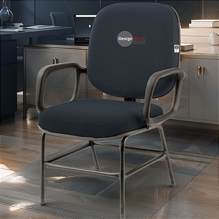 Cadeira para Obesos que Suporta até 200kg Super Reforçada, ideal para Porteiros, Portaria de Condomínios, Escolas, Faculdades e Escritórios - Azul Marinho