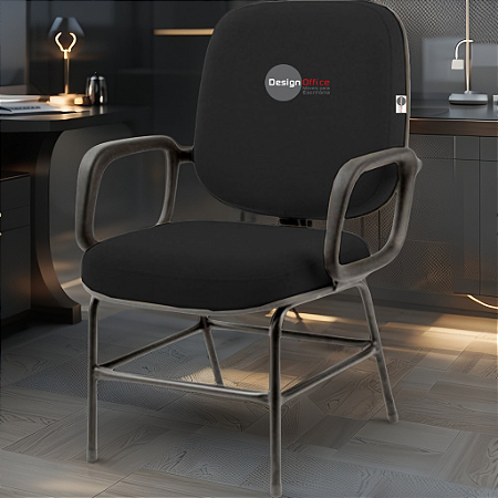 Cadeira para Obesos que Suporta até 200kg Super Reforçada, ideal para Porteiros, Portaria de Condomínios, Escolas, Faculdades e Escritórios - Preto