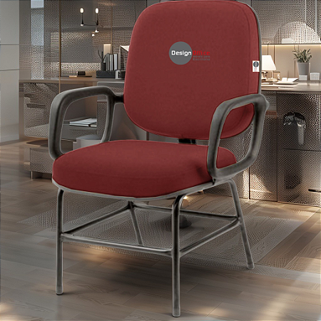 Cadeira para Obesos que Suporta até 200kg Super Reforçada, ideal para Porteiros, Portaria de Condomínios, Escolas, Faculdades e Escritórios - Vermelho