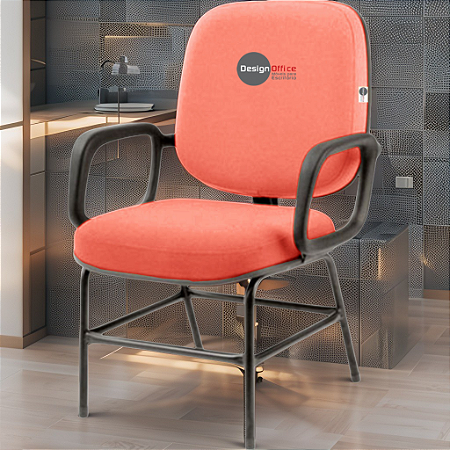 Cadeira para Obesos que Suporta até 200kg Super Reforçada, ideal para Porteiros, Portaria de Condomínios, Escolas, Faculdades e Escritórios - Vermelho Telha