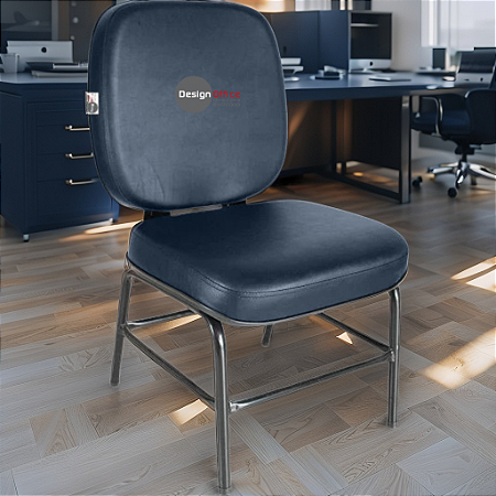 Cadeira para Obesos que Suporta até 200kg Super Reforçada, ideal para Porteiros, Portaria de Condomínios, Escolas, Faculdades e Escritórios - Azul Marinho