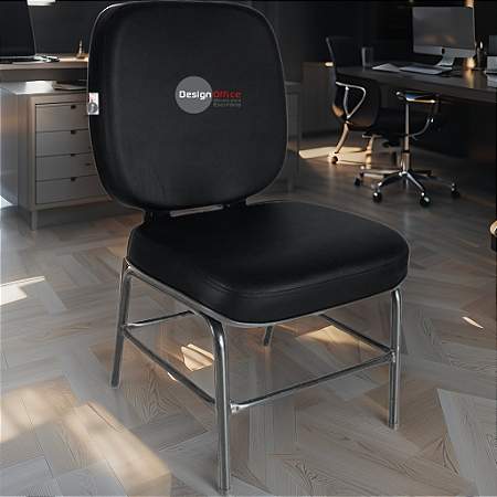 DUPLICADO - Cadeira para Obesos que Suporta até 200kg Super Reforçada, ideal para Porteiros, Portaria de Condomínios, Escolas, Faculdades e Escritórios - Preto