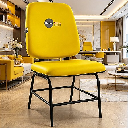 Cadeira que Suporta até 200kg para Obesos Super Reforçada, ideal para Porteiros, Portaria de Condomínios, Escolas, Faculdades e Escritórios - Amarelo