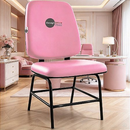 Cadeira que Suporta até 200kg para Obesos Super Reforçada, ideal para Porteiros, Portaria de Condomínios, Escolas, Faculdades e Escritórios - Rosa Claro