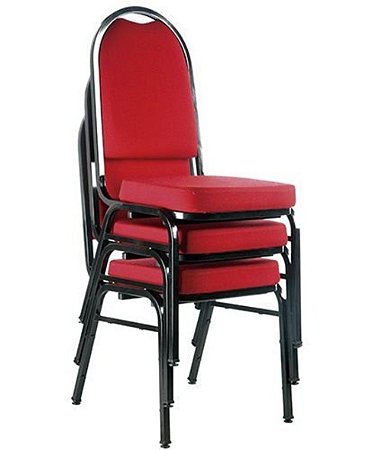 Kit com 3 Cadeiras Empilháveis para Auditórios Linha Hotel Vermelho