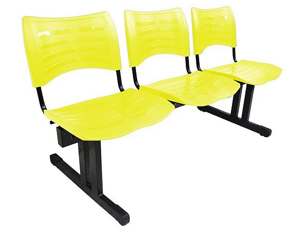 Cadeira Iso em longarina 3 lugares Linha Polipropileno Iso Amarelo