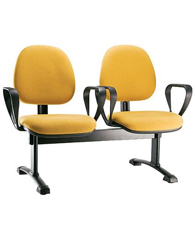 Cadeira Gerente em longarina 2 lugares Linha Confort Plus Amarelo
