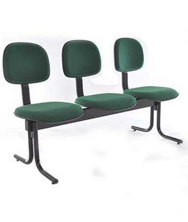 Cadeira Secretária em longarina com 3 lugares Linha Economy Verde