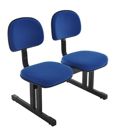 Cadeira Secretária em longarina com 2 lugares Linha Robust Azul