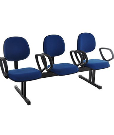 Cadeira Executiva em longarina com 3 lugares Linha Robust Cor Azul