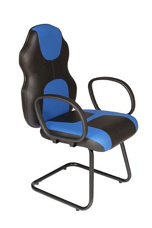 Cadeira Gamer Base Fixa com braço Linha Gamer Racing Azul