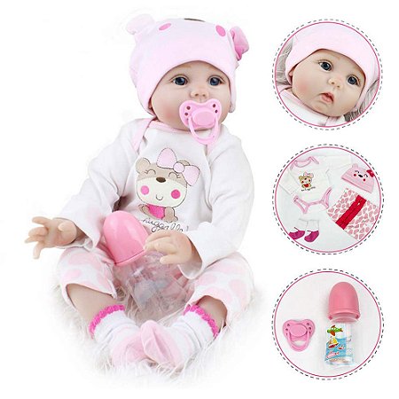 Boneca Bebe Reborn Laura Baby Daylin 18'' 100% vinil