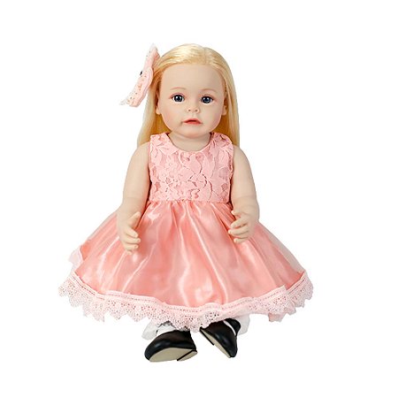 BONECA BEBE REBORN LAURA BABY LISA 18" 100% VINIL