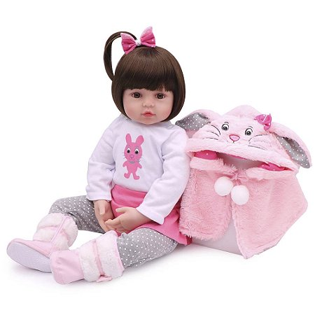 BONECA BEBE REBORN LAURA BABY SARAH 18'' 100% VINIL
