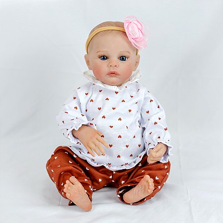 BONECA BEBE REBORN LAURA BABY LUNA18'' 100% VINIL
