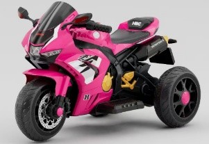 MOTOCICLETA ELETRICA ROSA 3 RODAS 12V