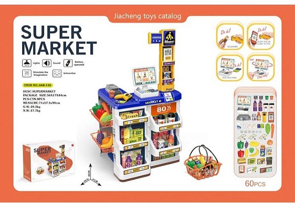 BRINQUEDO INFANTIL KIT SUPER MERCADO COM CAIXA REGISTRADORA