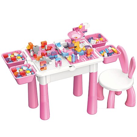BRINQUEDO INFANTIL MESA MULTIFUNCIONAL INTERATIVA ROSA