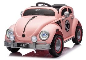 CARRO ELETRICO COM CONTROLE REMOTO FUSCA ROSA  12V4AH