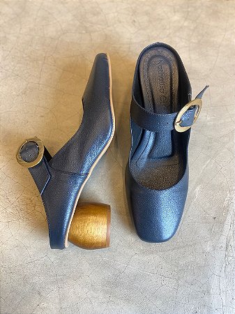 Mule Margô - AZUL MARINHO (salto madeira)