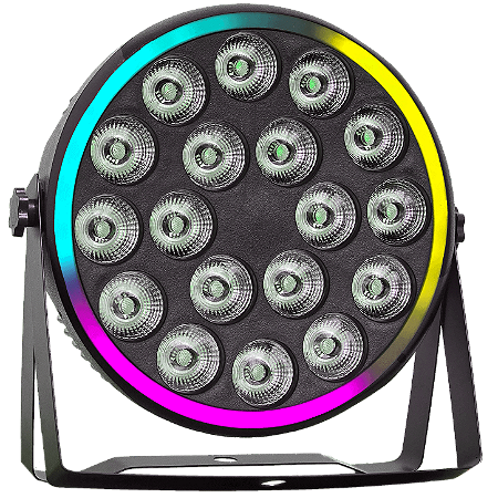 Canhao De Led Luz De Palco Refletor Par Led 18 Leds 12w Rgbw Quadriled 216w Borda Led Automatico Ritmico Dmx - 127/220v
