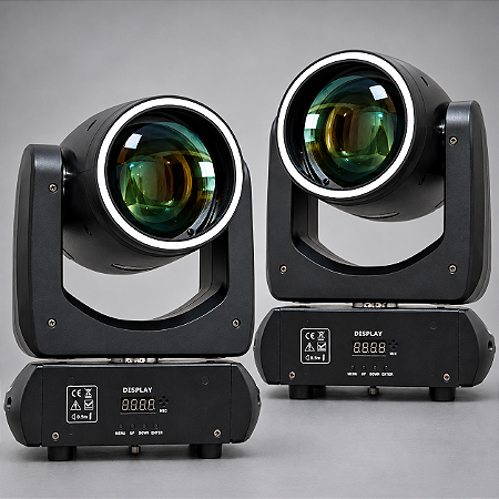 Kit 2 Moving Head Led Beam 200w 5R Arco Iris Disco de Cor Desenho Prisma Borda Led Dmx Iluminacao Profissional - 127/220v