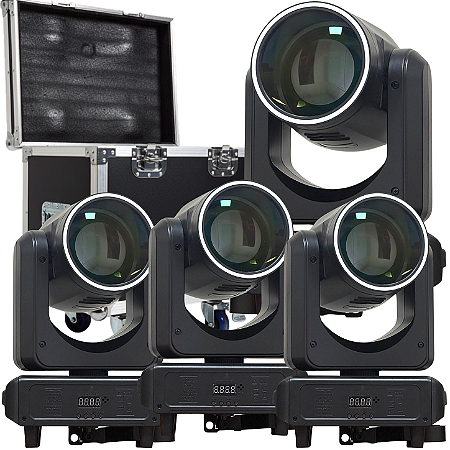 Kit 4 Moving Head Led Beam 200w Arco Iris Disco de Cor Desenho Prisma Borda Led Dmx Iluminacao Profissional - 127/220v