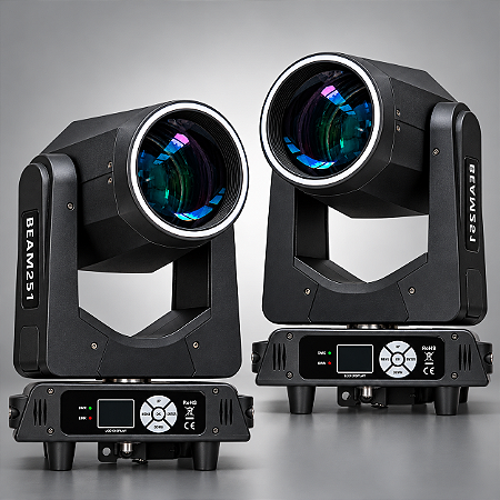Kit 2 Moving Head Beam Lampada 250w 8R Foco Eletronico Arco Iris Disco Cor Desenho Prisma Borda Led Dmx Profissional - 127/220v