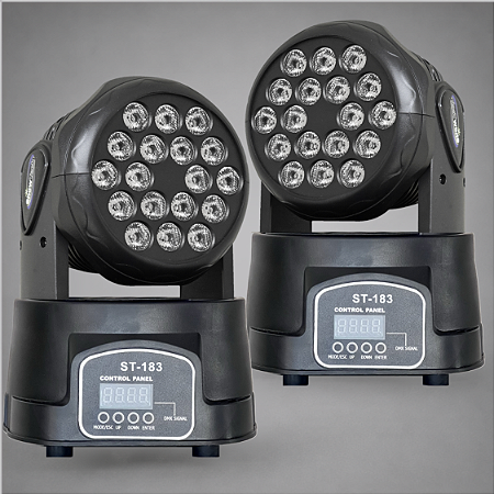 Kit 2 Moving Head Led Wash 18 Leds 3w Rgb 54w Automatico Ritmico Dmx Iluminacao Profissional - 127/220v