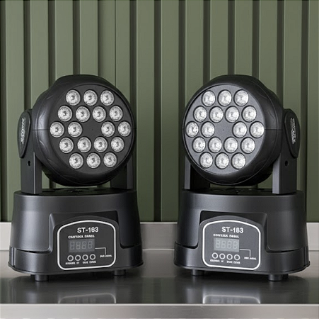 Kit 2 Moving Head Wash ST-183 18 Leds 3w Rgb Dmx
