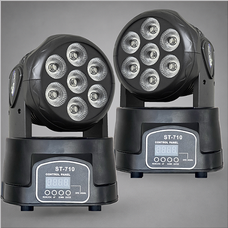 Kit 2 Moving Head Led Wash 7 Leds 12w Rgbw Quadriled 84w Automatico Ritmico Dmx Iluminacao Profissional - 127/220v