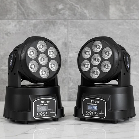 Kit 2 Moving Head Wash ST-710 7 Leds 12w Rgbw Quadriled Dmx