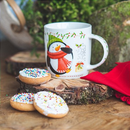 Caneca Natal Animado Pinguim Cerâmica